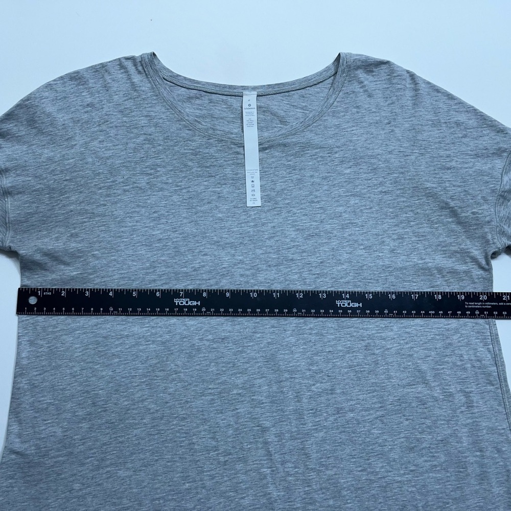 Lululemon Top Womens 6 To The Point Shirt Heathered Gray Asymmetrical Cotton - Picture 6 of 15